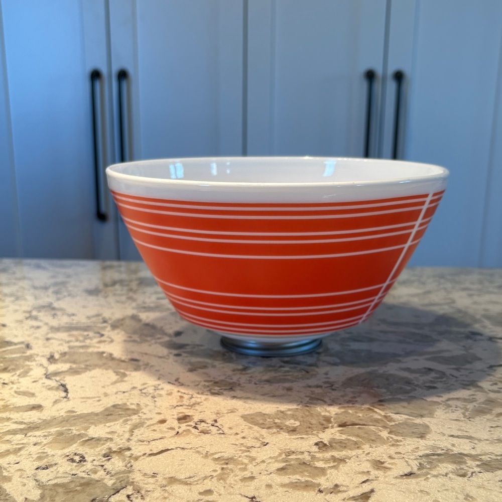 Vintage Charm inspired by Pyrex Bowl Red with White Stripes